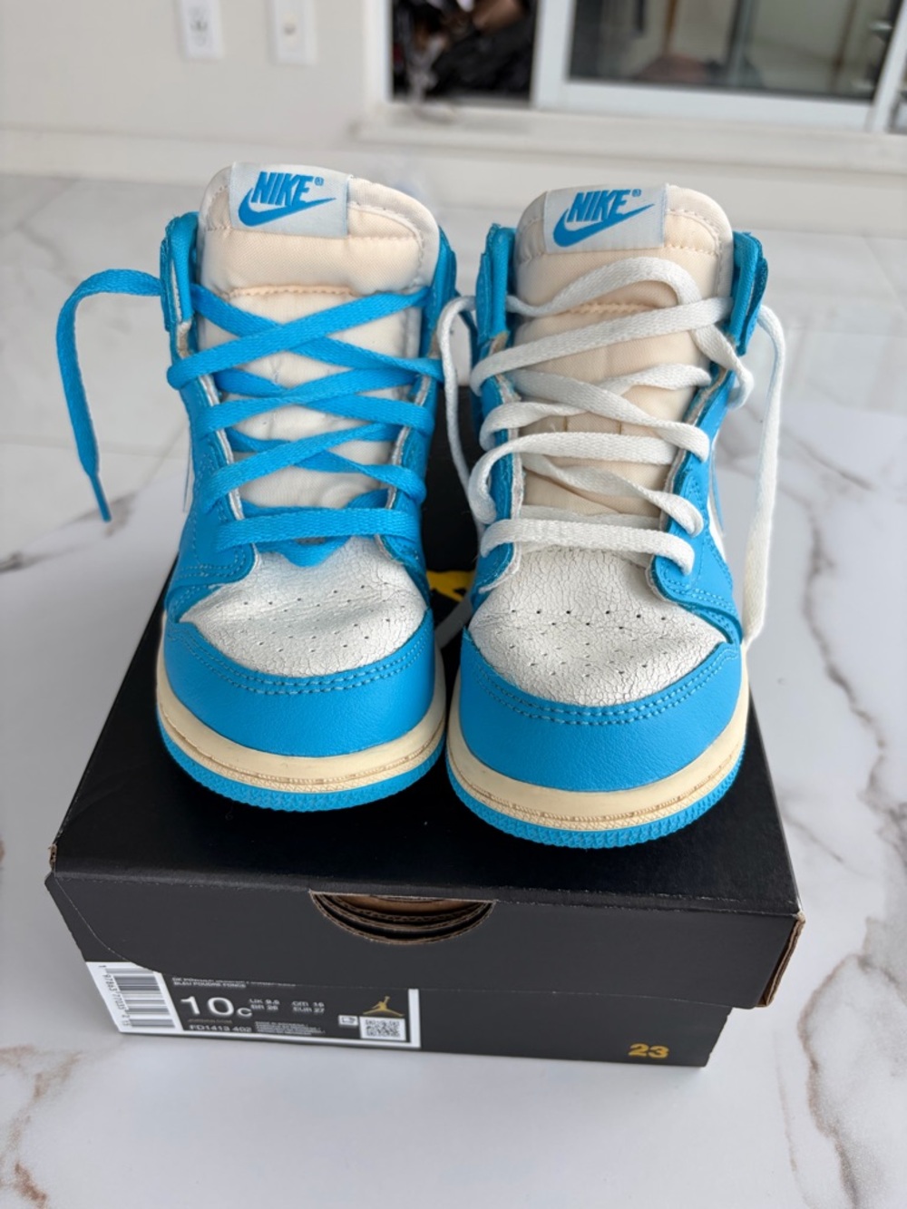 Nike Kids Blue and White High-Top Sneakers